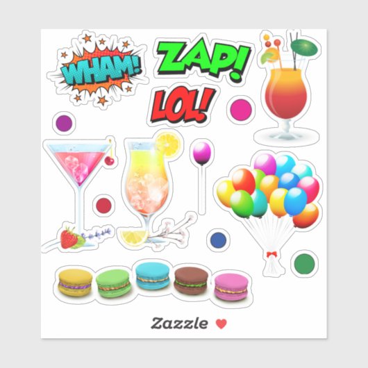 パーティーフードバルーンすごいヒーローことわざ シール (シート)