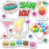 パーティーフードバルーンすごいヒーローことわざ シール (正面)