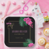 パーティーブラック金ゴールドネオン40歳の誕生日 ペーパープレート (パーティー)