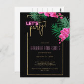 パーティーブラック金ゴールドネオン40歳の誕生日 ポストカード (正面/裏面)