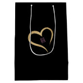 パーティーブラック金ゴールドネオン40歳の誕生日 ミディアムペーパーバッグ (裏面)