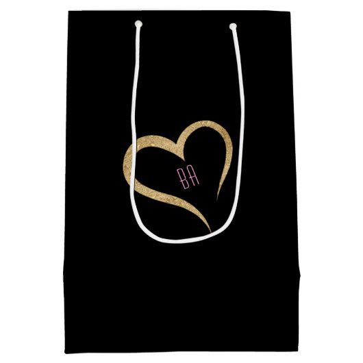 パーティーブラック金ゴールドネオン40歳の誕生日 ミディアムペーパーバッグ (裏面)