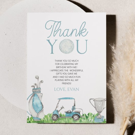 パーティーブルーゴルフ誕生日パーティー サンキューカード