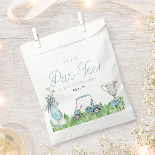 パーティーブルーゴルフ誕生日パーティー フェイバーバッグ (クリップ留めされた状態)