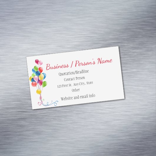 パーティープランナーおもしろいカラフルバルーンカスタムブシン マグネット名刺 (インサイチュ)