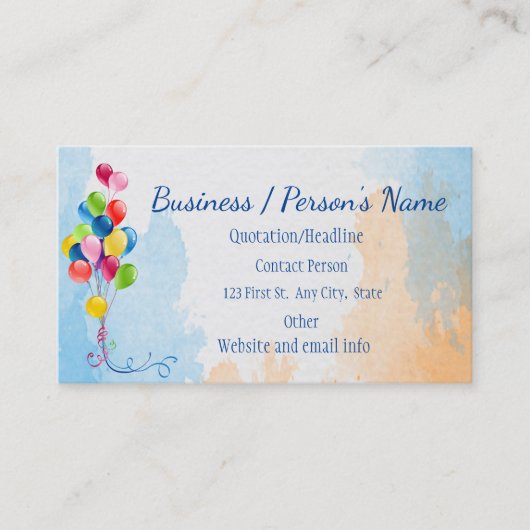 パーティープランナーおもしろいカラフルバルーンカスタムブシン 名刺 (正面)