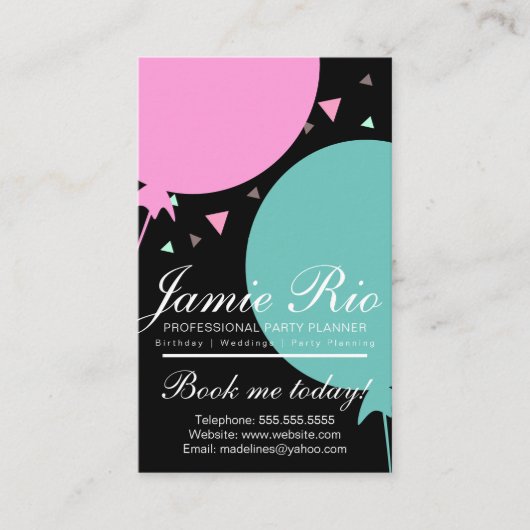 パーティープランナー誕生日計画バルーン紙吹雪 名刺 (正面)