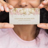 パーティープランナー赤面ピンク金ゴールドグリッターバルーン 名刺