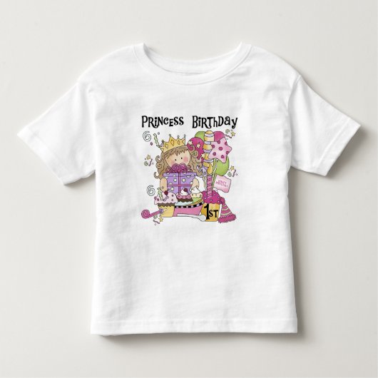 パーティープリンセス第1回誕生日Tシャツとギフト トドラーTシャツ (正面)