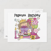 パーティープリンセス第2回誕生日Tシャツとギフト インビテーションポストカード (正面/裏面)