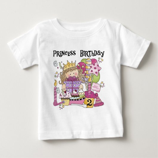 パーティープリンセス第2回誕生日Tシャツとギフト ベビーTシャツ (正面)