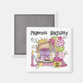 パーティープリンセス第2回誕生日Tシャツとギフト マグネット (正面/裏面)