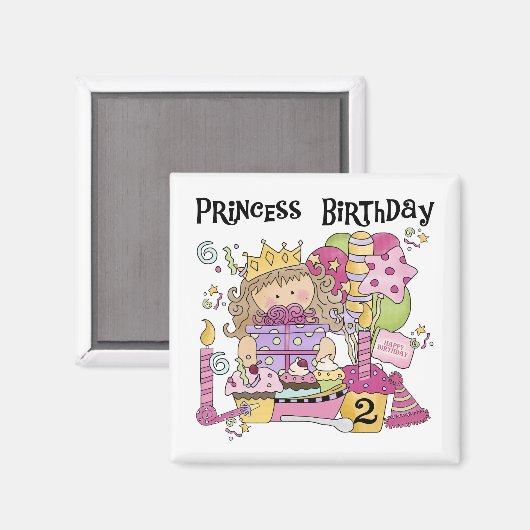 パーティープリンセス第2回誕生日Tシャツとギフト マグネット (正面/裏面)