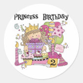 パーティープリンセス第2回誕生日Tシャツとギフト ラウンドシール (正面)