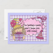 パーティープリンセス誕生日招待状 インビテーションポストカード (正面/裏面)