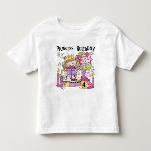 パーティープリンセス4th誕生日Tシャツとギフト トドラーTシャツ (正面)