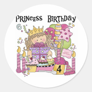 パーティープリンセス4th誕生日Tシャツとギフト ラウンドシール
