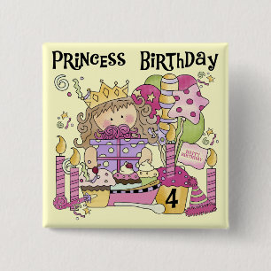 パーティープリンセス4th誕生日Tシャツとギフト 缶バッジ