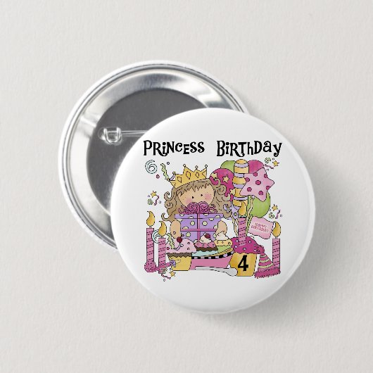 パーティープリンセス4th誕生日Tシャツとギフト 缶バッジ (正面&裏面)