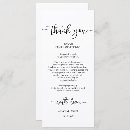 パーティープレース設定ありがとう、黒のスクリプトカード プログラム (正面/裏面)