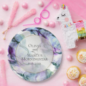 パーティープレート | 鮮やかなターコイズインディゴ抽象インク ペーパープレート (パーティー)