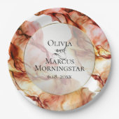 パーティープレート | 鮮やかな秋の色彩抽象インク ペーパープレート (正面)