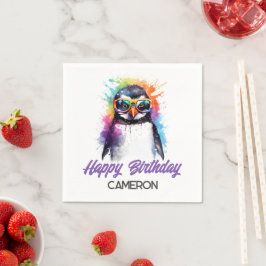 パーティーペンギンのサングラス子供の誕生日 スタンダードカクテルナプキン