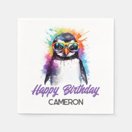 パーティーペンギンのサングラス子供の誕生日 スタンダードカクテルナプキン
