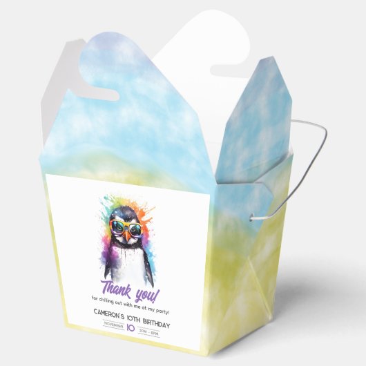 パーティーペンギンのサングラス子供の誕生日 フェイバーボックス (オープン)