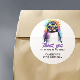 パーティーペンギンのサングラス子供の誕生日 ラウンドシール