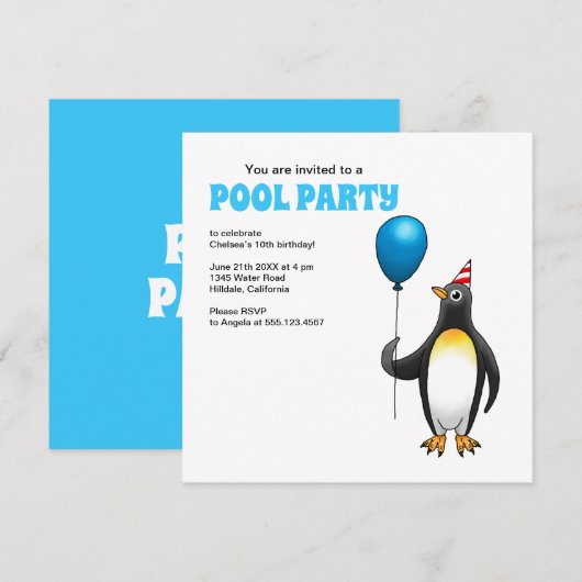 パーティーペンギン 招待状 (正面/裏面)