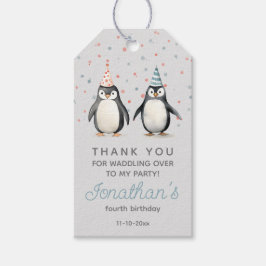 パーティーペンギン、水彩子供の誕生日 ギフトタグ