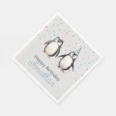 パーティーペンギン、水彩子供の誕生日 スタンダードランチョンナプキン (角)