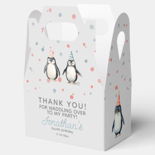 パーティーペンギン、水彩子供の誕生日 フェイバーボックス (オープン)