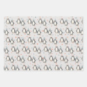 パーティーペンギン、水彩子供の誕生日 ラッピングペーパーシート (正面2)