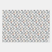 パーティーペンギン、水彩子供の誕生日 ラッピングペーパーシート (正面)