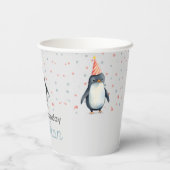 パーティーペンギン、水彩子供の誕生日 紙コップ (裏面)