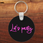 パーティーホットピンクのネオンスクリプトを黒ミニマルにする キーホルダー (裏面)