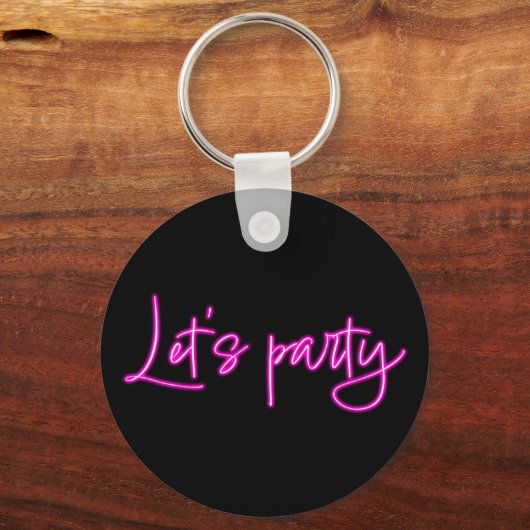 パーティーホットピンクのネオンスクリプトを黒ミニマルにする キーホルダー (裏面)
