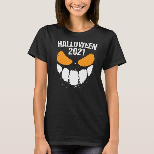 パーティーホラー衣装の変装の不気味な2021ハロウィー Tシャツ (正面)