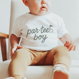パーティーボーイゴルフ1歳の誕生日セージブルーのTシャツ ベビーTシャツ