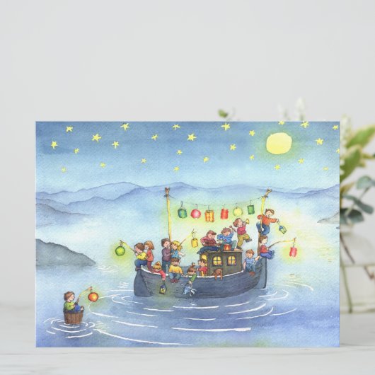 パーティーボートと子ども誕生日パーティーの招待 招待状 (スタンド正面)