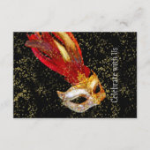 パーティーマスカレード後の黒い赤い金ゴールド 招待状 (正面)