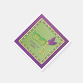 パーティーマスクとビーズマルディグラ紙ナプキンス スタンダードカクテルナプキン (角)