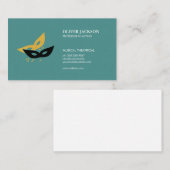 パーティーマスクのアイコン緑 名刺 (正面/裏面)