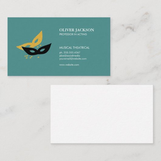 パーティーマスクのアイコン緑 名刺 (正面/裏面)