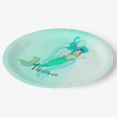 パーティーマーメイドグリーンマーメイドテールガーリー ペーパープレート (アングル)