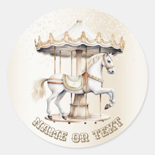 パーティーメリーゴーラウンドサーカスカーニバルキュートクラシック ラウンドシール (正面)