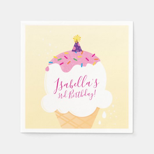 パーティーモダンかわいいレトロなアイスクリームコーン スタンダードカクテルナプキン (正面)