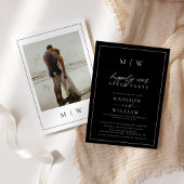 パーティーモダンの後ずっと楽しくモノグラム結婚 招待状